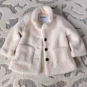 Old Navy Button-Front Long Sherpa Coat for Toddler Girls 18-24 Months